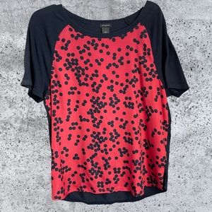 Ann Taylor Red And Black Polka Dot Top Size M